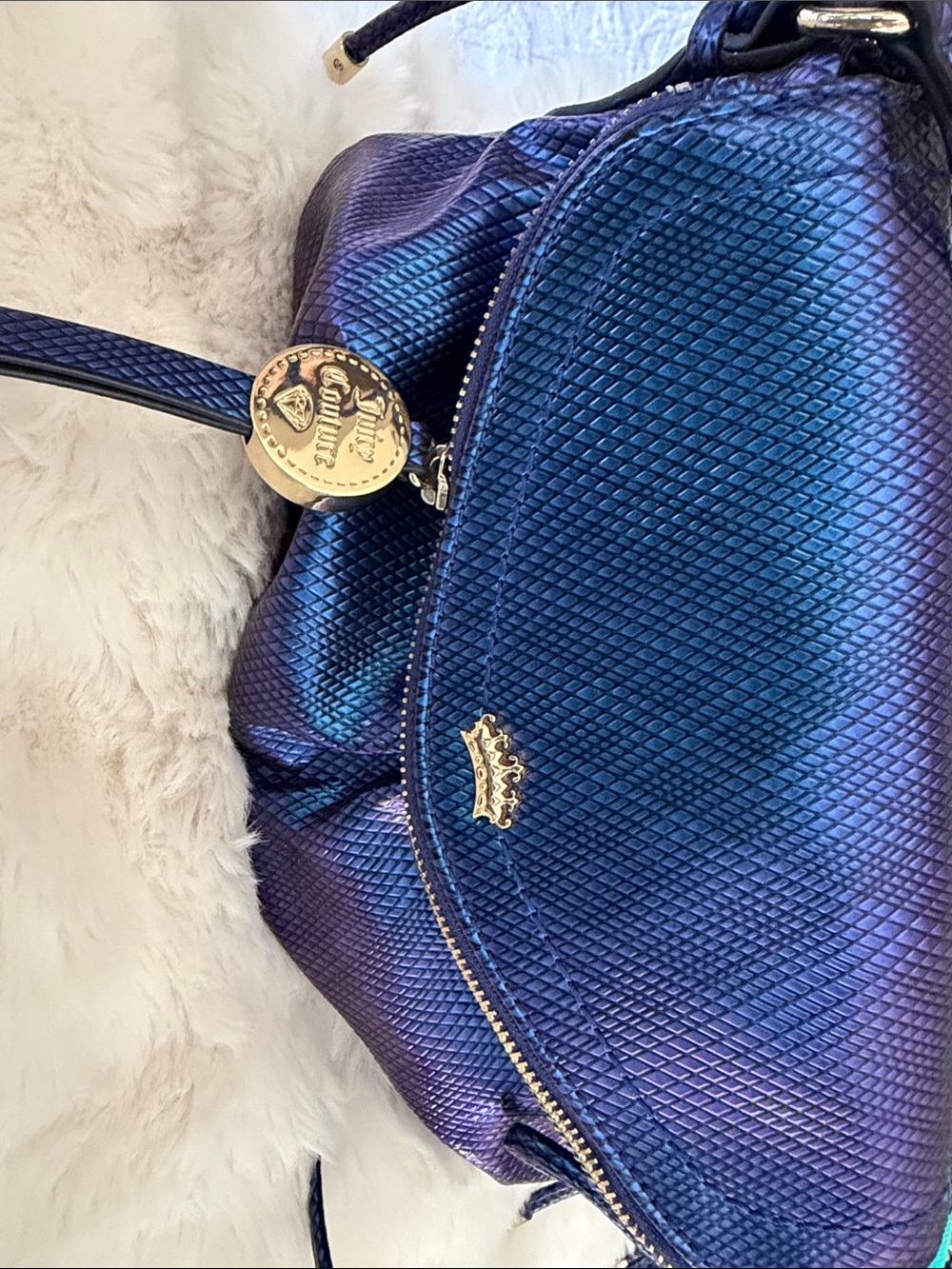 Betsey Johnson Iridescent Blue-Purple Crossbody with Gold Accents